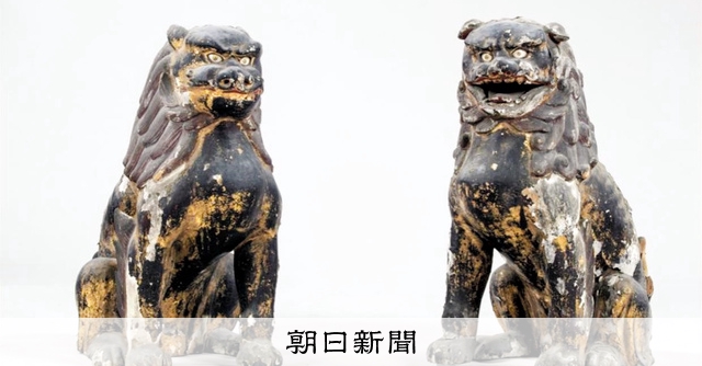 鴻八幡宮の木造獅子など県重要文化財に 高さ58センチ、金箔の一対