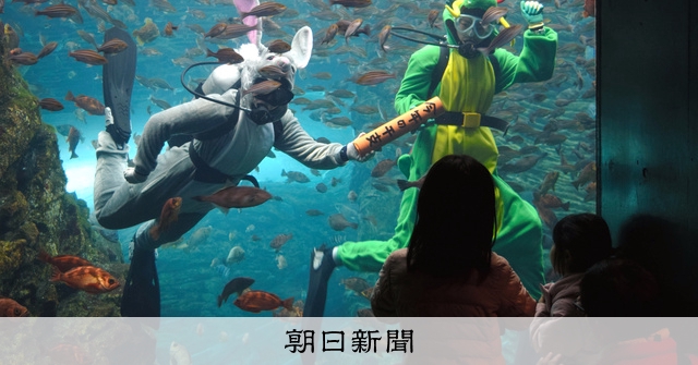 卯から辰へ水中バトン 上越の水族博物館うみがたりで干支引き継ぎ式