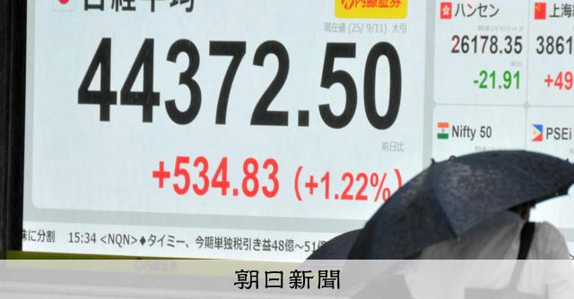 日経平均4万4372円、最高値を連日更新　AI需要の強さを意識