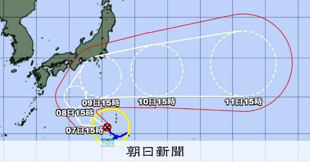 台風22号、発達しながら北上へ 8日以降本州にも影響のおそれ：朝日新聞