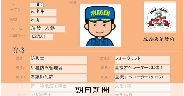 消防団員の資格、特技をデータベースで見える化 兵庫・姫路東消防署 [兵庫県]のサムネイル