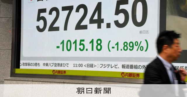 日経平均一時1000円超安　原油価格も上昇、トランプ氏の演説後に 
 
2日の東京株式市場で日経平均株価は反落し、前日の終値より一時1000円超下落して、5万3000円台を割り込んだ。