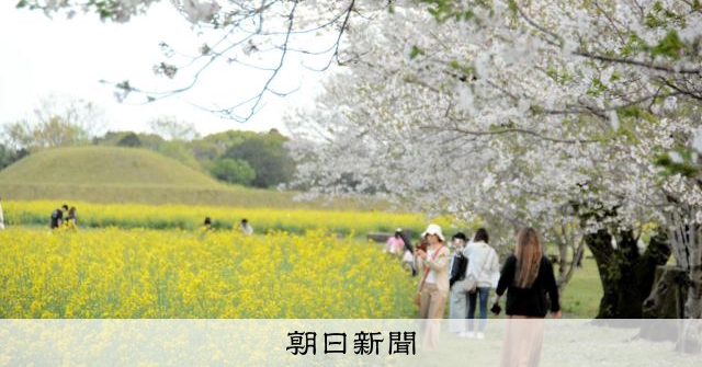 古墳と花々が織りなす春の祭典