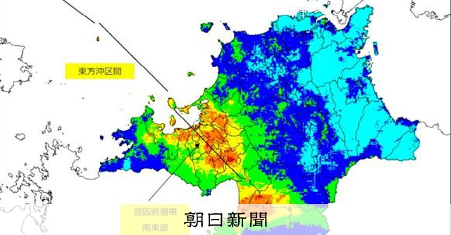 福岡新被害想定規模最大　12市町恐震度7、逾3千人罹難